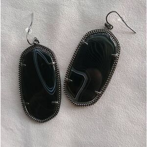 Kendra Scott VVGUC Black Banded Agate Danielle Earrings in Gunmetal